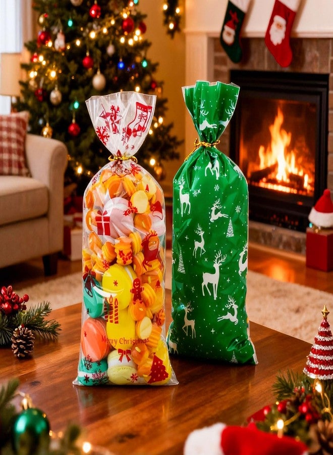 Yixiang 120 PCS Christmas Cellophane Goody Bags Assortment for Holiday Treats, Christmas Party Favors, Cello Candy Bags, Goodie Bags for Party Supplies - Image 4